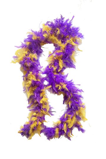 Boas de plumas de dos tonos morado y dorado