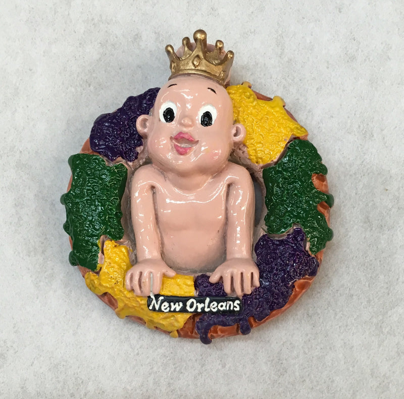 King Cake Baby Magnet (Mardi Gras) - Mardi Gras Creations