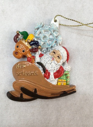 Santa and Reindeer on a Sleigh Ornament