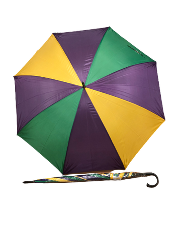 Parapluie de golf à panneaux violet, vert et doré