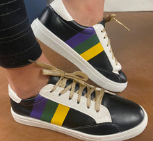 Black Mardi Gras Stripe Lace-Up Sneakers