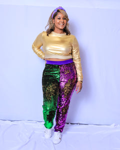 Sequin Joggers Purple, Green, and Gold Adult Classic
