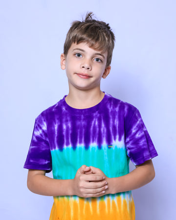 T-shirt jeune à manches courtes à rayures Tie-Dye