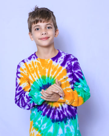 Camiseta juvenil de manga larga Tie Dye Swirl