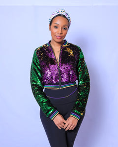 Sequin Jacket Purple, Green, and Gold Cropped Adult Classic