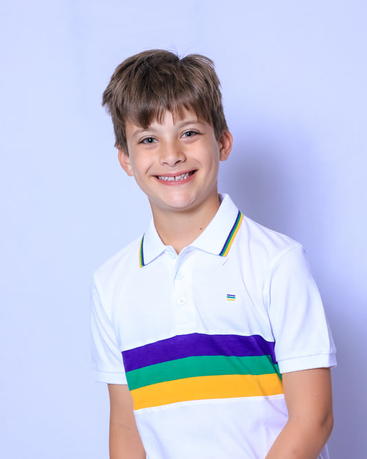 White Chest Stripe Youth Short Sleeve