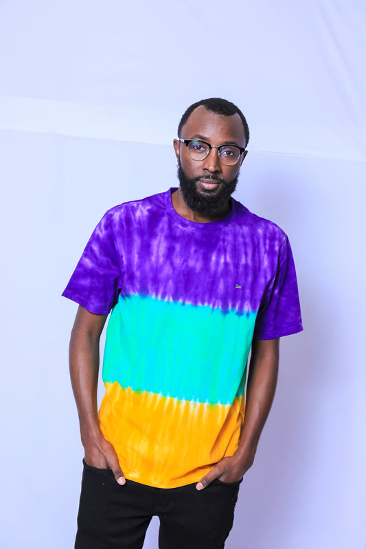 Tie Dye Stripe Adult Short Sleeve Shirt
