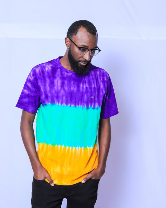 Tie Dye Stripe Adult Short Sleeve Shirt