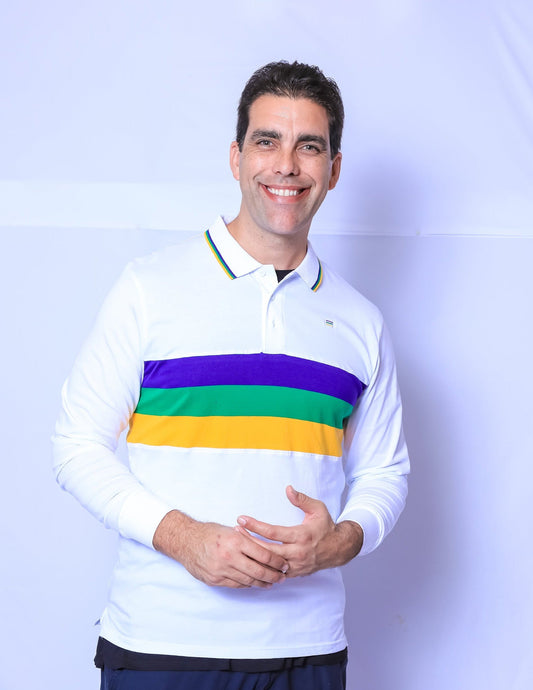 White Chest Stripe Adult Long Sleeve