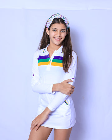 Robe Junior à Rayure Poitrine Blanche