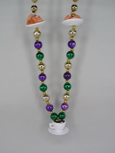 Coffee and Beignets (Cafe du Monde) on a Purple Green and Gold Specialty Bead