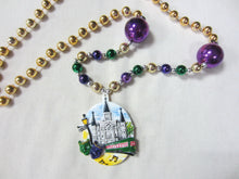 Cathedral, Streetcar and Lamp Medallion on a Purple Green Gold Specialty Bead
