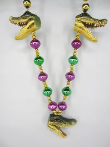 Alligator Trio on a Purple Green Gold Specialty Beads