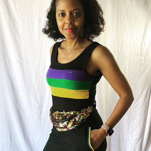 Reversible Magic Sequin Fanny Pack in Purple, Green & Gold W/Adjustable Strap