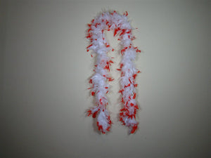 White With Red Tips Feather Boas With Matching Foil