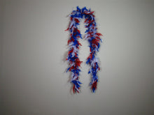 Red, Blue And White Feather Boas With Matching Foil
