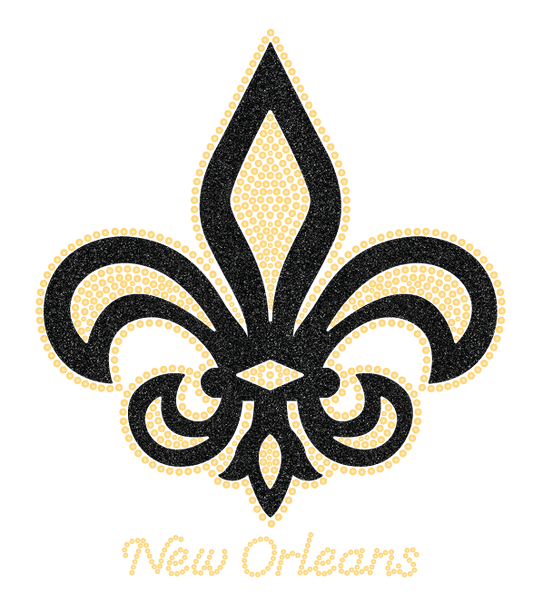 Fleur de Lis Gold Rhinestones with Black Glitter Border Tshirt