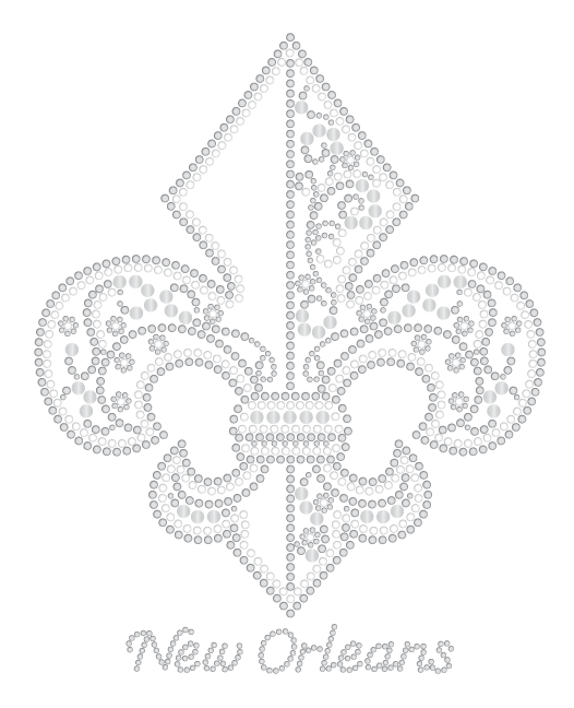 Fleur de Lis Silver Rhinestone with Swirls Tshirt