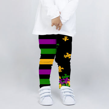 Leggings de elastano para jóvenes - Flor de lis y rayas