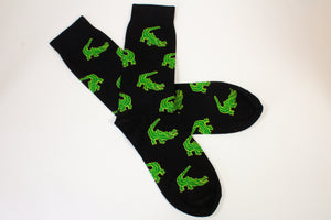 Alligator Pattern on Black Socks (Infants, Kids and Adults)