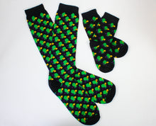 Black Socks with Purple Green and Gold Fleur de Lis (Infants, Kids and Adults)