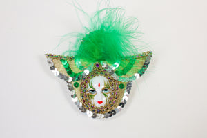 Face Mask Magnet with Wraparound Sequins and Feathers (Multiple Colors)