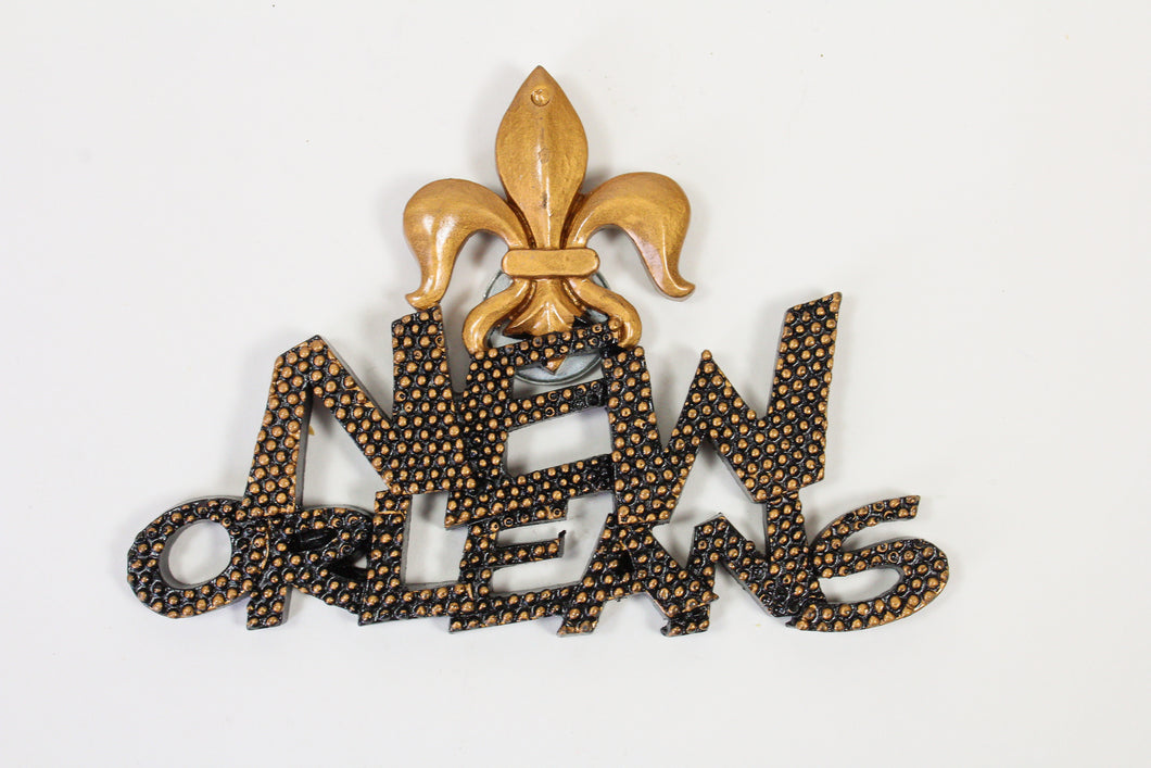 New Orleans with Gold Fleur de Lis Magnet