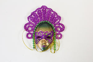 Face Mask Magnet with Beadwork and Royal Headpiece (Multiple Colors)