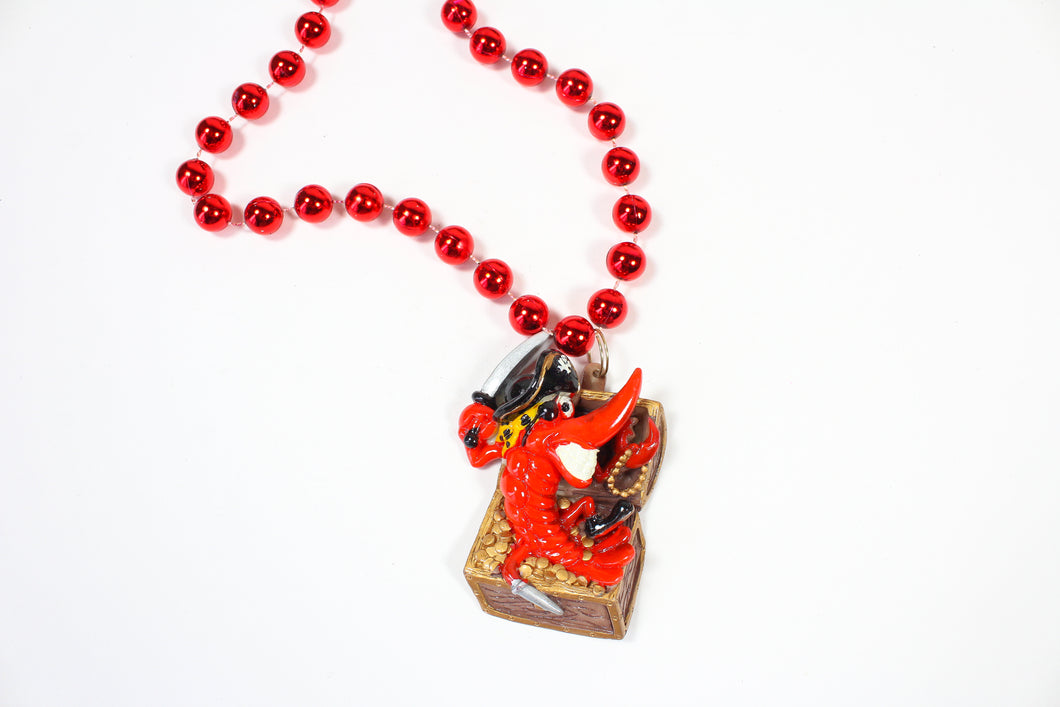 Crawfish Pirate in a Gold Chest Bead