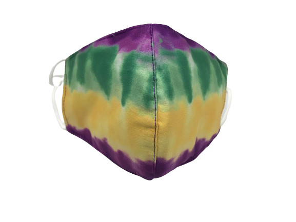 Purple Green & Gold Tie Dye Face Mask