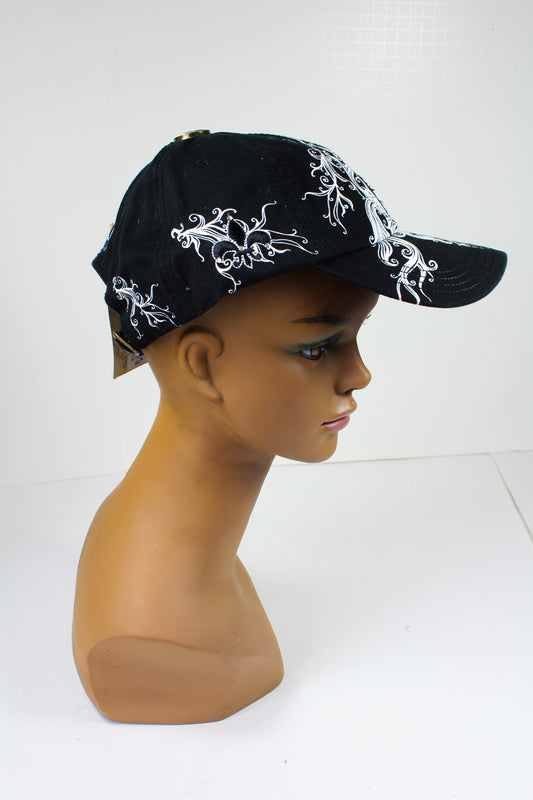 Black Cap with a Sequined Fleur de Lis Symbol