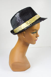 Sequined Black and Gold Fedora