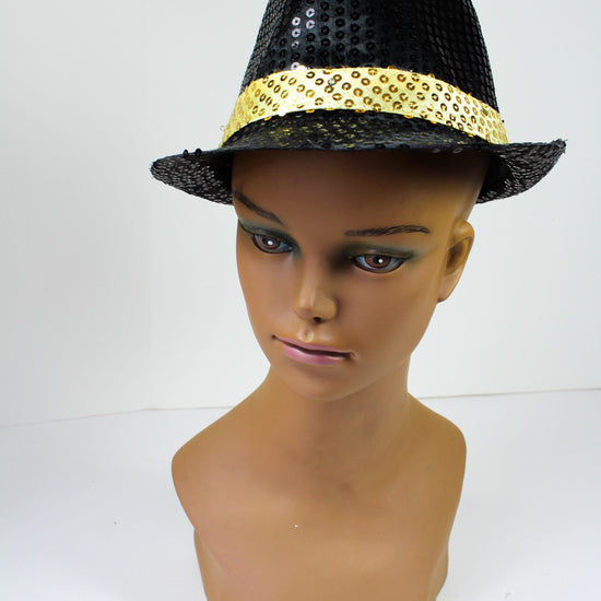 Sequined Black and Gold Fedora