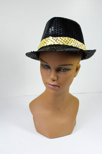 Sequined Black and Gold Fedora