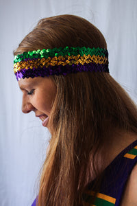 Sequin Headband - Purple, Green, and Gold