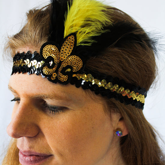 Black and Gold Sequin Headband