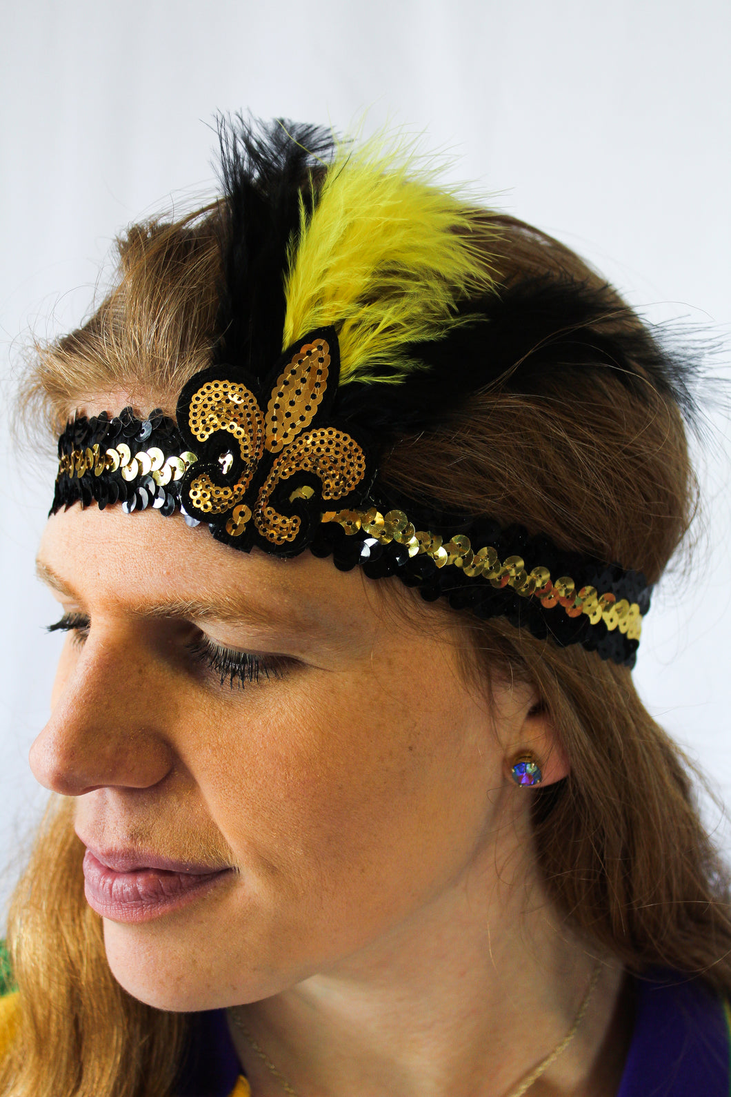 Black and Gold Glitter Fleur De Lis Hair Tie Bracelet – NolaCajun