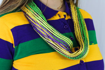 Écharpe magnétique en maille – Violet, vert et or