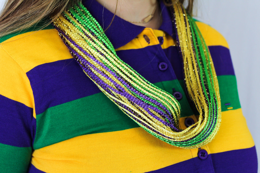 Mesh Magnetic Scarf - Purple, Green, and Gold
