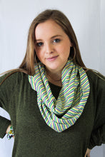 Purple Green Gold Candy Cane Print Infinity Scarf