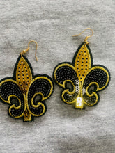 Black & Gold Fleur de Lis Earrings