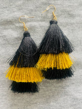 Black & Gold Tassel Earrings