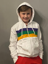 White Chest Stripe Youth Zip Up Hoodie