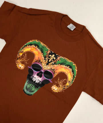 Camiseta Cráneo de Mardi Gras con Sombrero de Bufón