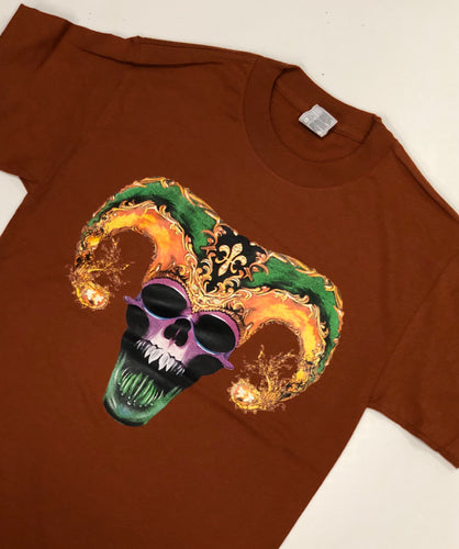 Mardi Gras Skull with Jester Hat T-Shirt