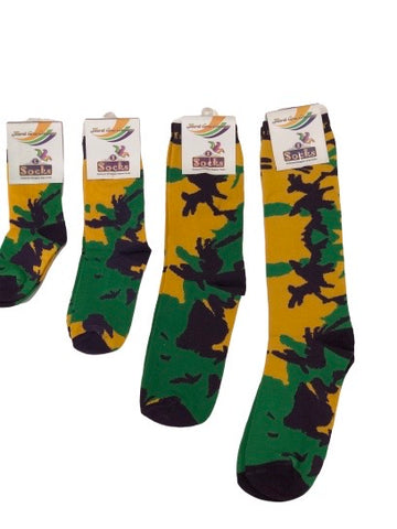 Calcetines de camuflaje en morado, verde y dorado (bebés, niños y adultos)