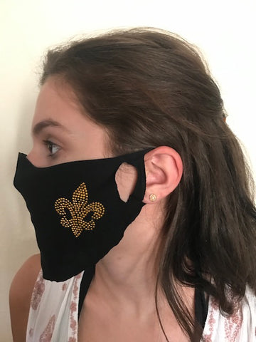 Mascarilla facial Fleur de Lis con joyas (Dorada)