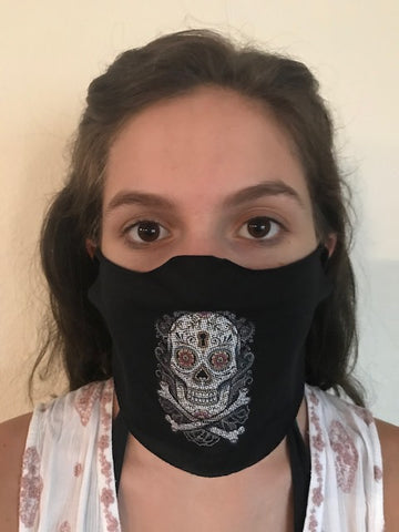 Masque facial Tête de mort mexicaine et os croisés