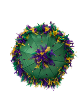 Mardi Gras Feathered Parasol - Purple, Green, and Gold Feathers