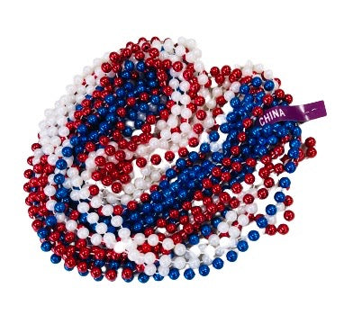 Mardi Gras Red White & Blue Throw Bead